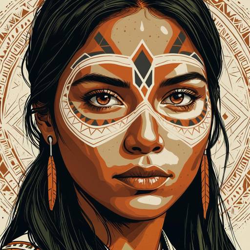 Illustrated Indigenous Woman with Amber Eyes