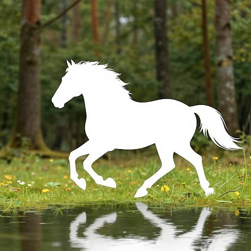 Horse Silhouette with Fresnel Reflection in Forest