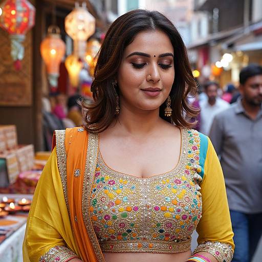 Realistic Woman in Vibrant Vivah Sherwani