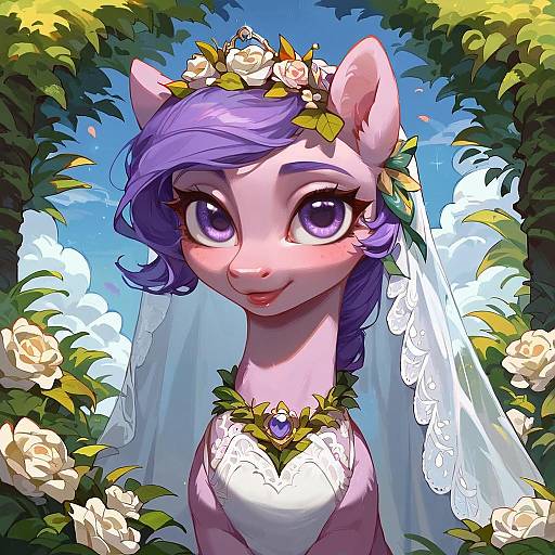 Blushing Pony in a Lush Garden