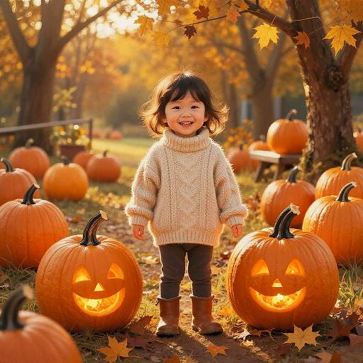 Sunny Autumn Pumpkin Patch Scene