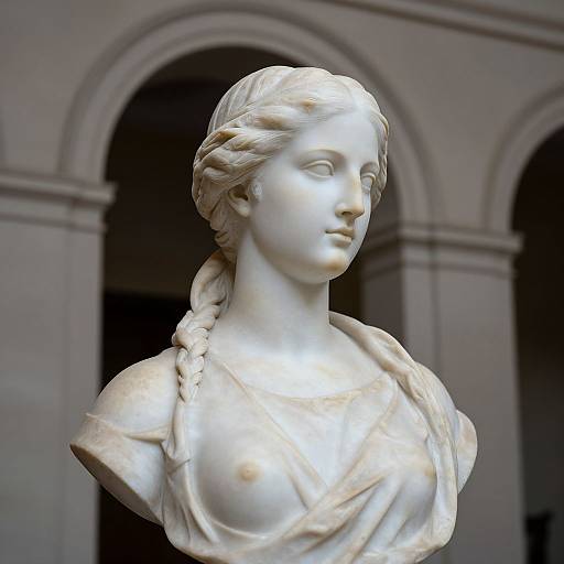 Elegant Marble Bust with Classical Background