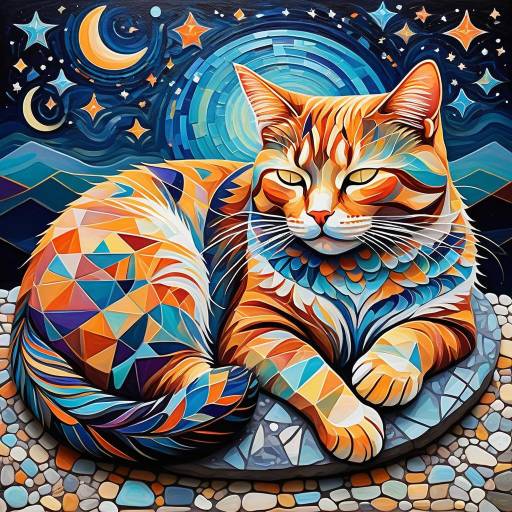 Dreamy Abstract Cat on a Stone