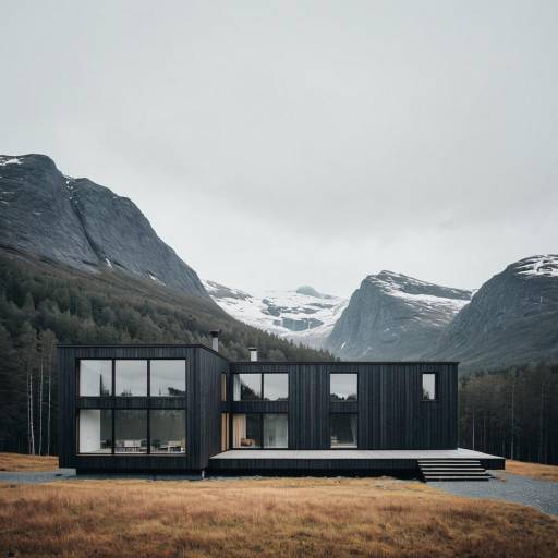 Scandinavian Minimalist House with Mountain Backdrop