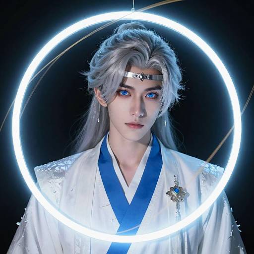 Silver-Haired Young Man Portrait