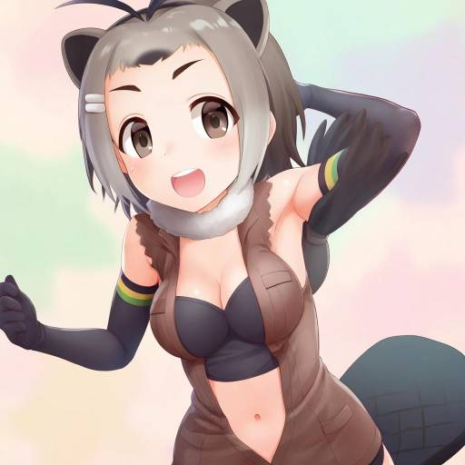 Illustration of American beaver (kemono friends), kemono friends in the style of Denhijou niki