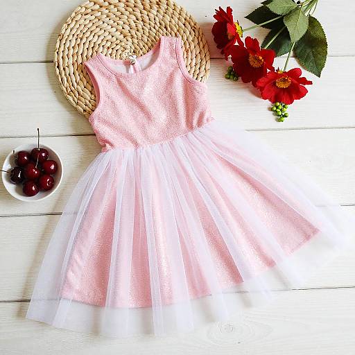 Bright Colorful Pink and White Dress