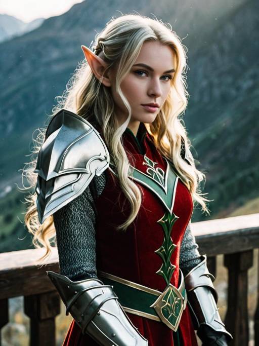 Blonde Elf Warrior in Armor Outdoors