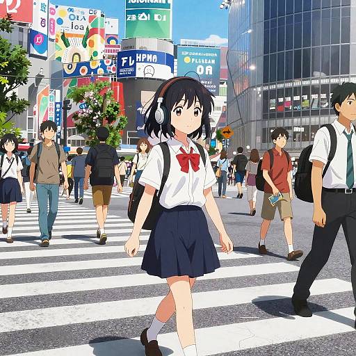 Cute Japanese Teen at Shibuya Crossing