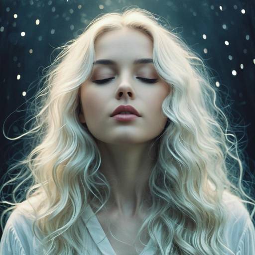 Ethereal Woman with Platinum Blonde Hair