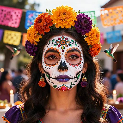 Radiant Dia de los Muertos Face Art