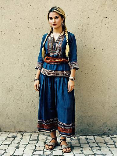 Blonde Kurdish Woman in Traditional Dress