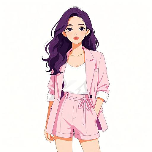 Chic Woman in Soft Pink Outfit