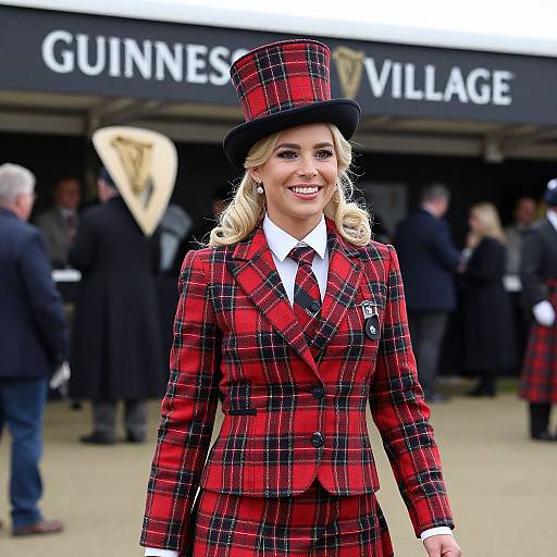 Woman in Red Tartan at Cheltenham