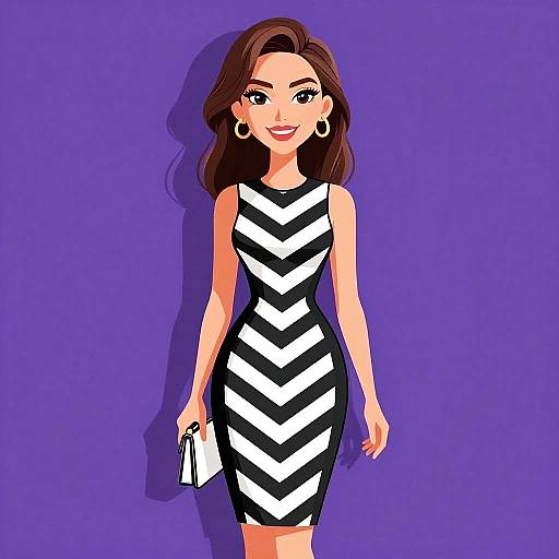Chic Woman in Chevron Sheath Dress