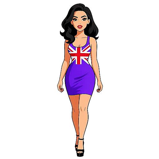 Woman in Union Jack Bodycon Dress