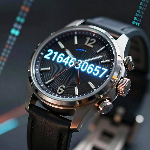 Futuristic Holographic Wristwatch Close-Up