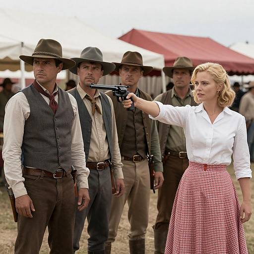 Dramatic Western Scene at Outdoor Fair