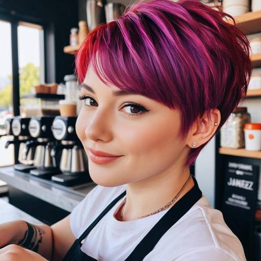 Young Female Barista with Vibrant Hair