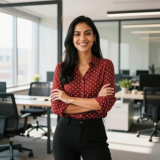 Smiling Woman in Modern Office