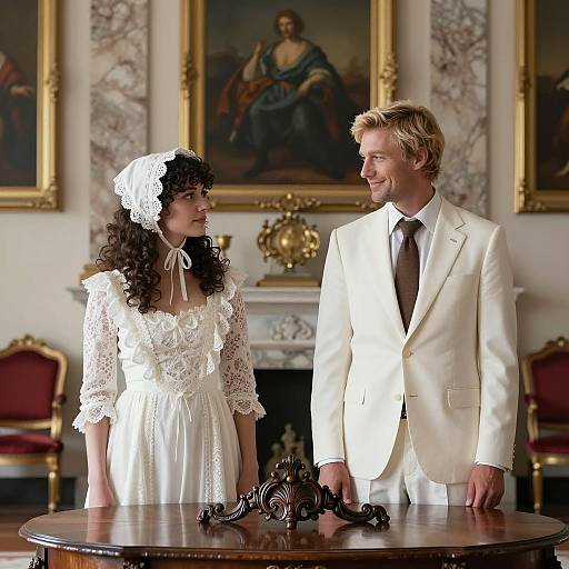 Elegant Couple in Ornate Room