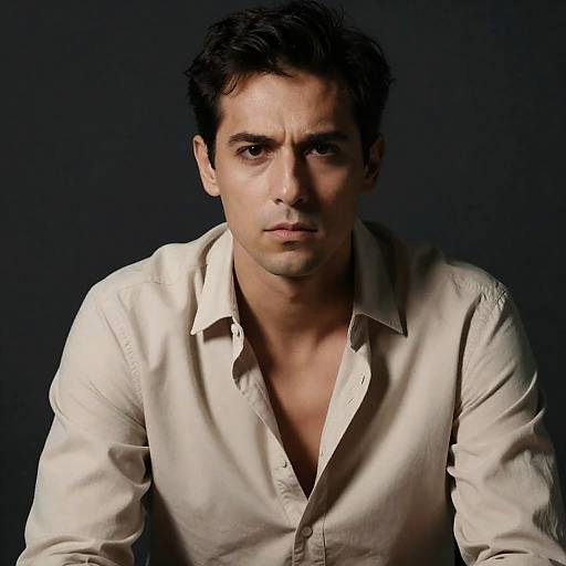 Intense Portrait of a Man in Beige