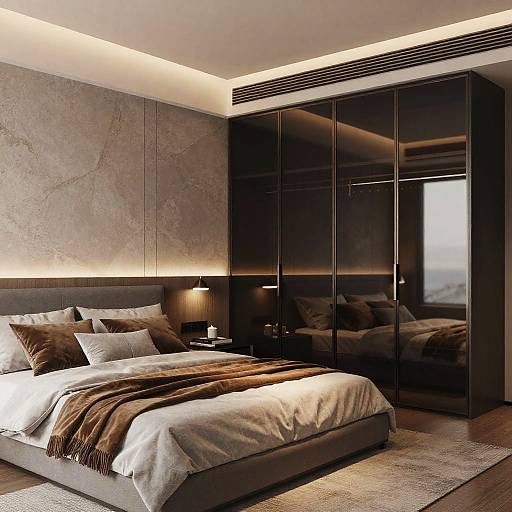Modern Bedroom with Glass Wardrobe