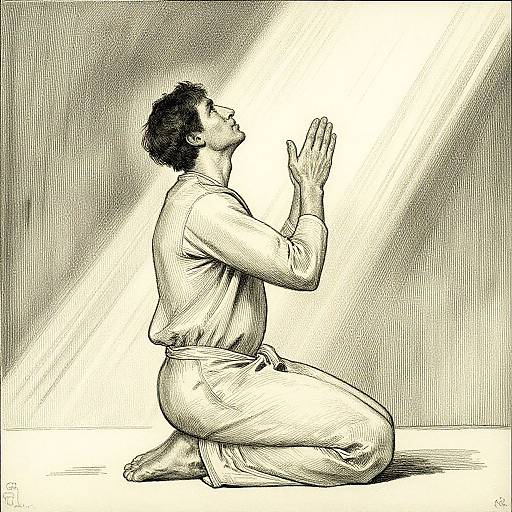 Man Praying to Gods in Light
