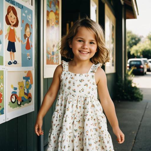 Smiling Toddler Girl in Floral Sundress Outdoors