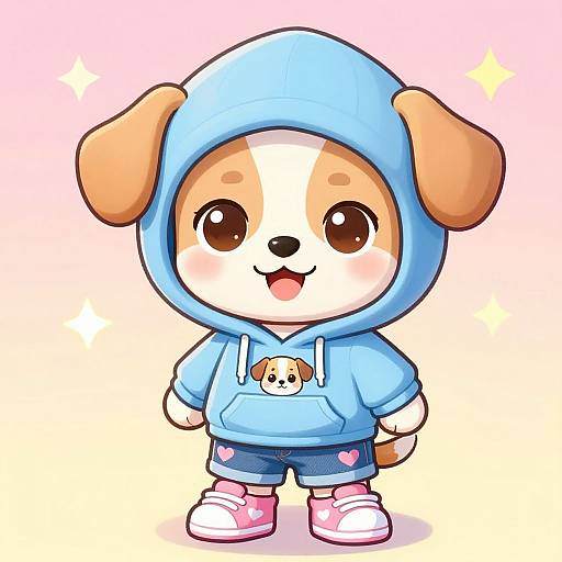 Chibi Energetic Puppy Boy Illustration