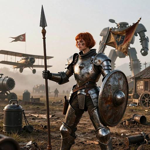 Dieselpunk Joan of Arc Mech Pilot