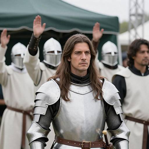 Medieval Knight with Long Hair in Armor