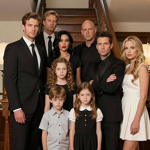 Dramatic Family Portrait on Staircase