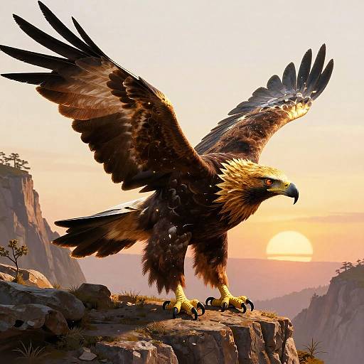 Eagle on Cliff at Sunrise