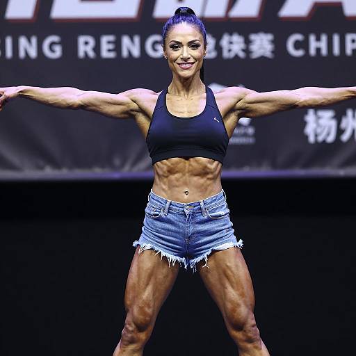 Female Bodybuilder Lat Spread Pose on Stage