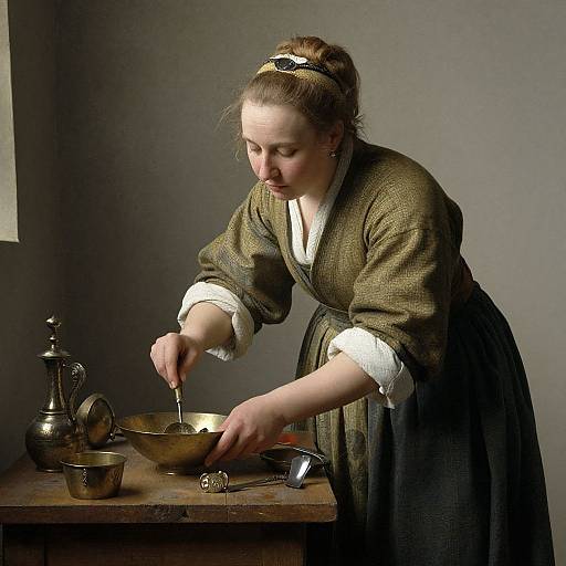 Woman Scouring Metalware by Jan Steen