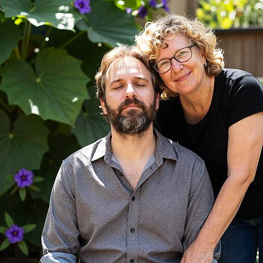 Relaxed Couple in a Lush Garden