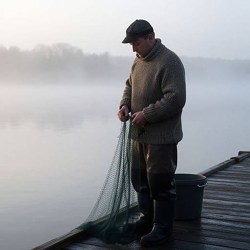 Moody Fisherman on Misty Dock