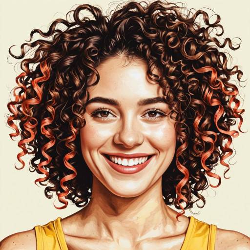 Smiling Woman with Curly Hair Illustration