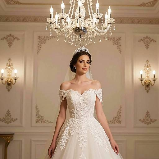 Elegant Bride in Lace Wedding Gown