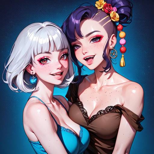 Smiling Woman with Wolf Companion