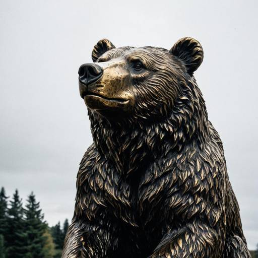 Bronze Bear Statue Close-up