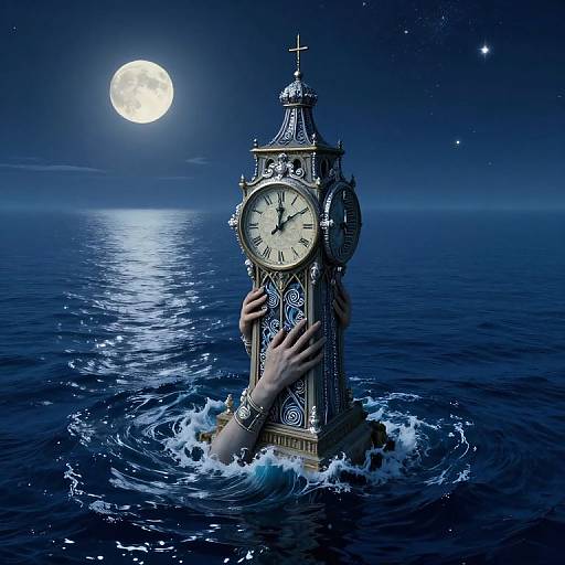 Surreal Midnight Tower Dreamscape