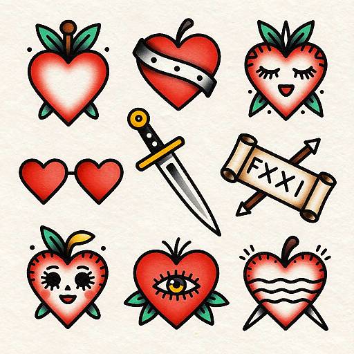 Old School Traditional Family Tattoo