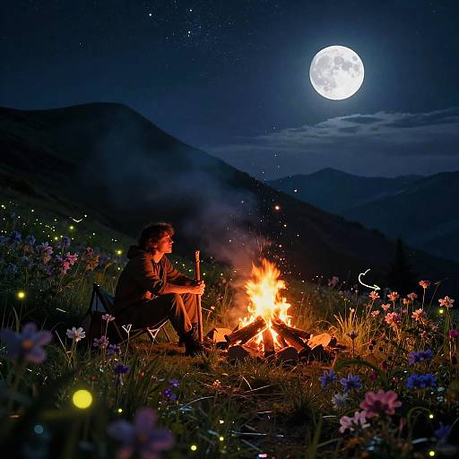 Mythical Nightscape with Storyteller