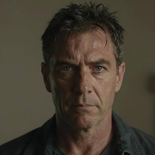 Serious Middle-Aged Man with Wet Hair