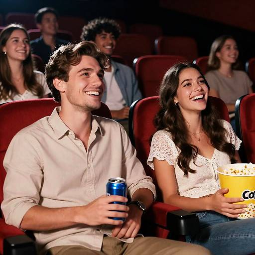 Joyful Couple at the Movies