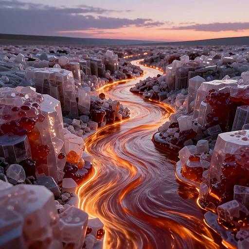 Luminous Molten Jam River Landscape