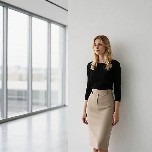 Blonde Woman in Minimalistic Office Space