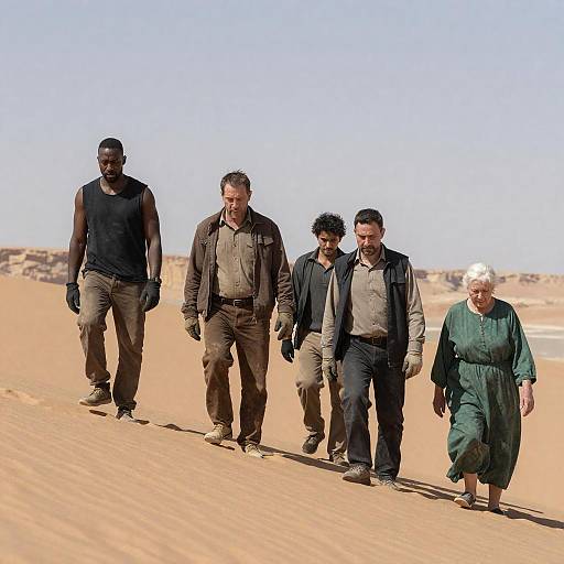 Group of Travelers in Desert Landscape